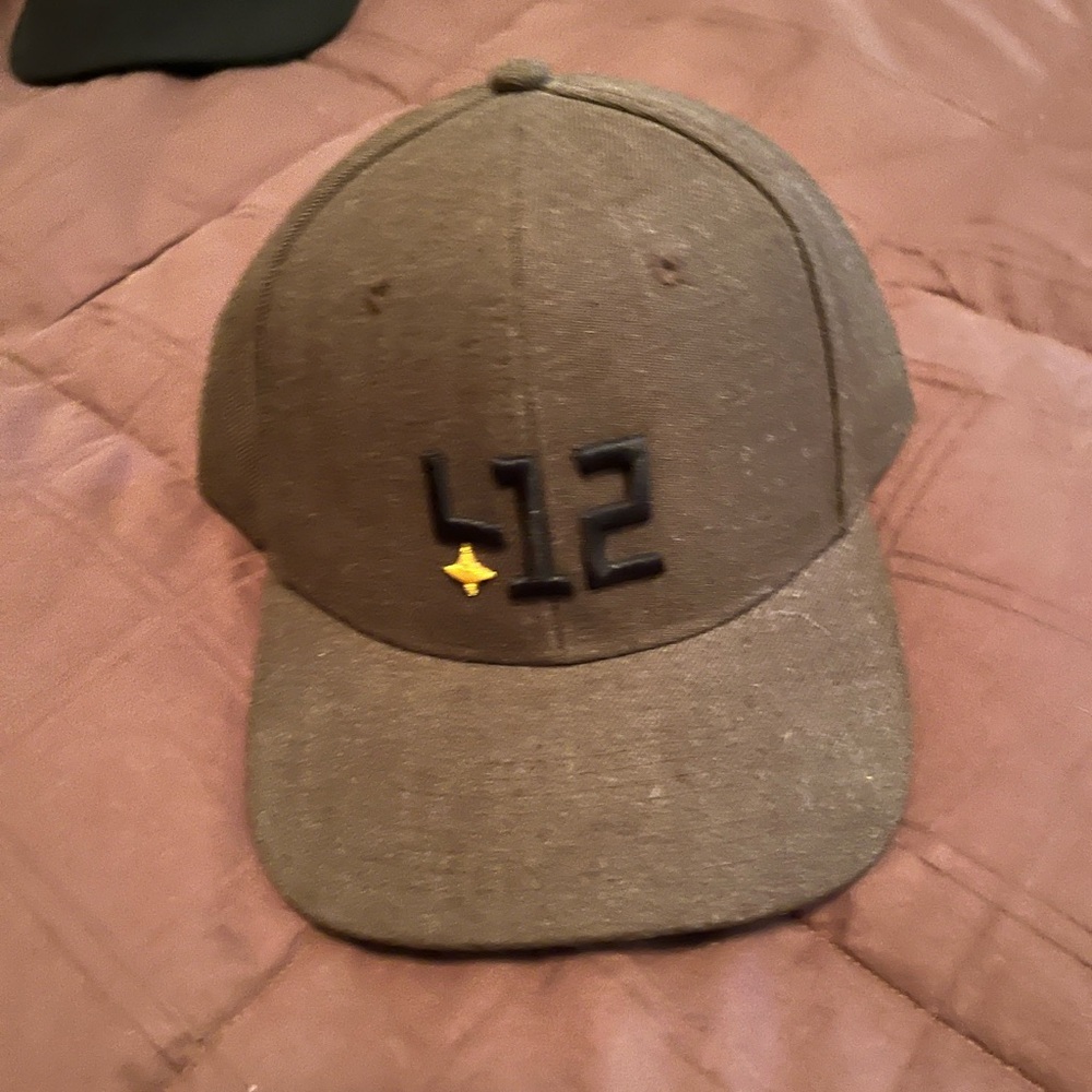 Brown Cap with Black Embroidery shop 412 Pittsburgh